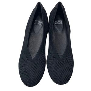 Eileen Fisher seam knit ballerina flat size 6.5 black